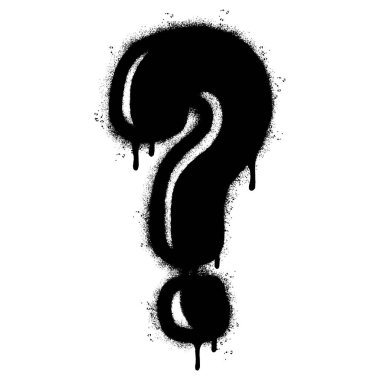 Sprey Boyalı Graffiti Soru Simgesi İzole edilmiş beyaz arkaplan.