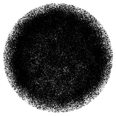 Soyut siyah taneli yuvarlak şekil beyaz arkaplanda izole edilmiş. Vektör İllüstrasyonu.