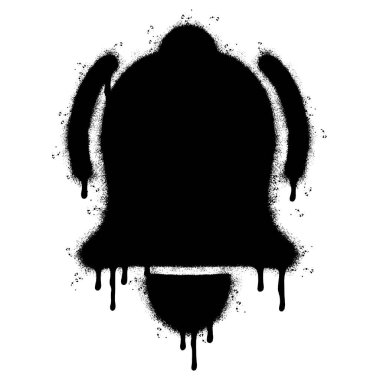 Sprey boyalı Graffiti çan simgesi beyaz bir arka plan ile izole edilmiş. Grafiti çan ikonu, üzerine siyah ve beyaz püskürtülmüş. Vektör illüstrasyonu.