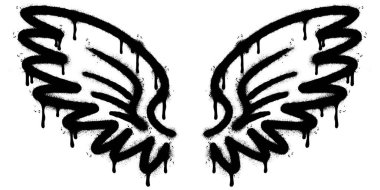 Spray Painted Graffiti wings Sprayed isolated with a white background. graffiti wings with over spray in black over white. Vector illustration clipart