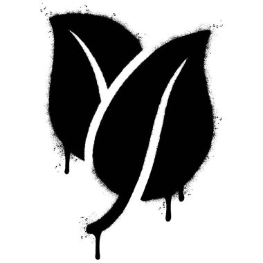 Sprey boyalı Grafiti Yaprağı Spreyi beyaz bir arka plan ile izole edilmiş. Grafiti Yaprağı, üzerine siyah ve beyaz püskürtülmüş. Vektör illüstrasyonu.