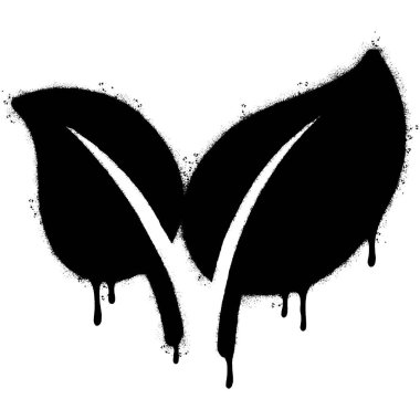 Sprey boyalı Grafiti Yaprağı Spreyi beyaz bir arka plan ile izole edilmiş. Grafiti Yaprağı, üzerine siyah ve beyaz püskürtülmüş. Vektör illüstrasyonu.