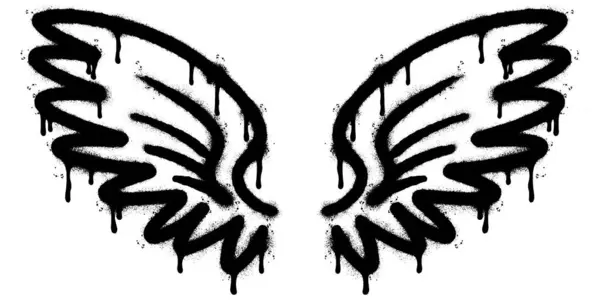 スプレー塗装落書きの翼白い背景で隔離されたスプレー 白の上に黒のスプレーで落書きの翼 ベクターイラスト ストックベクター