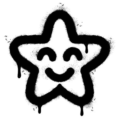 Sprey Boyalı Graffiti yıldızı simgesi beyaz arkaplanda izole edildi.