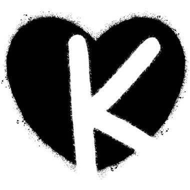 Sprey Boyalı Graffiti yazı tipi K Kalbin içinde beyaz bir arkaplan ile izole.