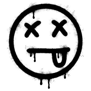 Sprey boyalı Grafiti korkunç surat ifadeleri beyaz arka planda izole edilmiş. vektör illüstrasyonu.