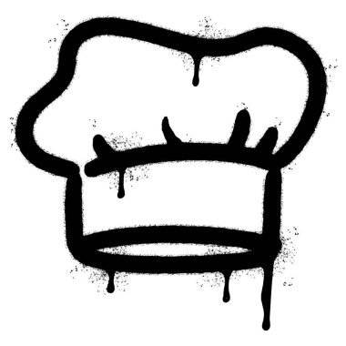 Sprey boyalı şapka şefi ikonu izole edilmiş, beyaz bir arka planı var. Vektör İllüstrasyonu.