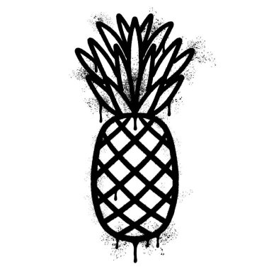 Sprey boyalı ananas simgesi. Beyaz bir arka plan ile izole edilmiş. Vektör İllüstrasyonu.