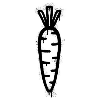 Sprey boyalı Grafiti havuç ikonu. Beyaz bir arka plan ile izole edilmiş. Vektör İllüstrasyonu.