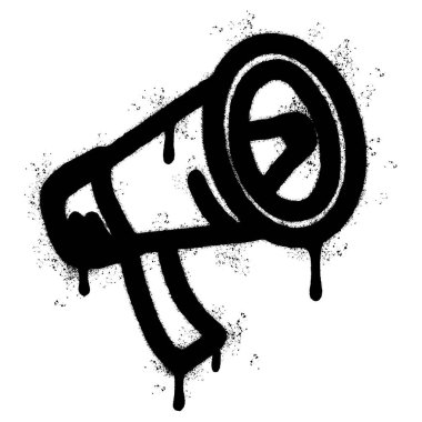 Sprey Boyalı Graffiti Megafon simgesi Beyaz bir arkaplan ile izole edilmiş.