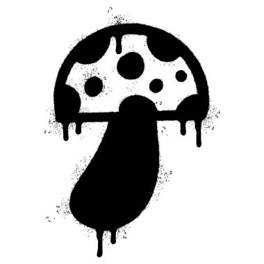Sprey boyalı Grafiti Mantar simgesi Beyaz bir arkaplan ile izole.