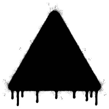 Sprey boyalı Graffiti üçgeni simgesi beyaz arkaplan ile izole edilmiş. Grafiti üçgeni ikonu, beyazın üzerine siyah püskürtülmüş. Vektör illüstrasyonu.