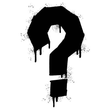 Sprey Boyalı Graffiti Soru Simgesi İzole edilmiş beyaz arkaplan.