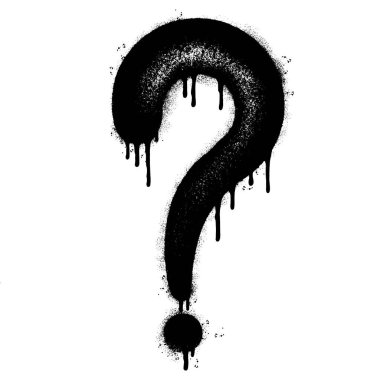 Sprey Boyalı Graffiti Soru Simgesi İzole edilmiş beyaz arkaplan.