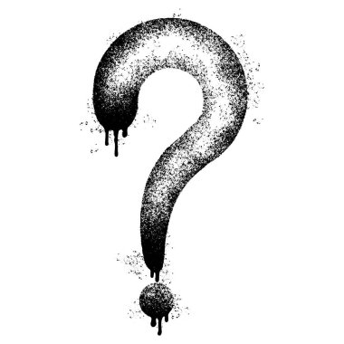 Sprey Boyalı Graffiti Soru Simgesi İzole edilmiş beyaz arkaplan.