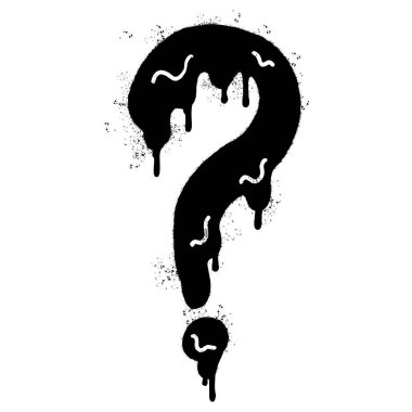 Sprey Boyalı Graffiti Soru Simgesi İzole edilmiş beyaz arkaplan.