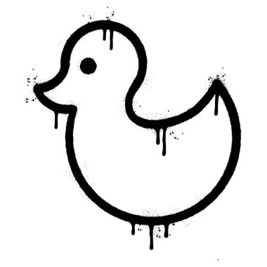 Sprey boyalı Grafiti ördek simgesi. Beyaz arkaplan ile izole edilmiş..