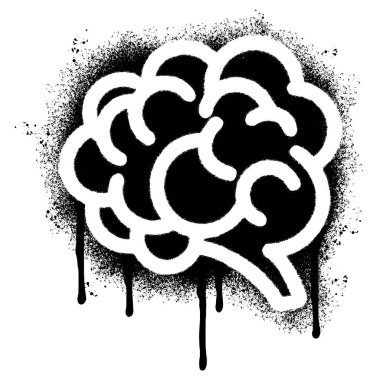 Sprey boyalı Grafiti İnsan beyni simgesi. İzole edilmiş beyaz bir arka plan..