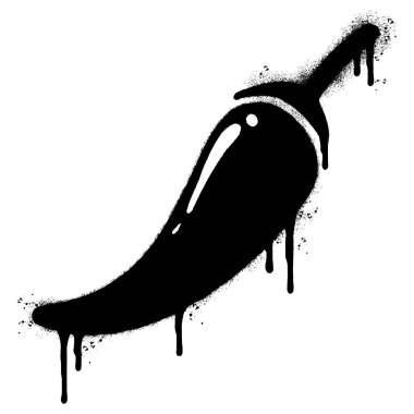 Sprey boyalı Graffiti Chili biber ikonu, beyaz arkaplan ile izole edilmiş..