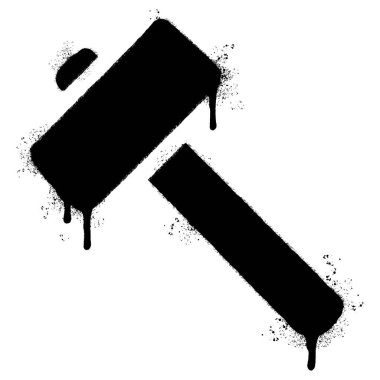 Sprey boyalı Grafiti çekiç simgesi. Beyaz arkaplan ile izole edilmiş..