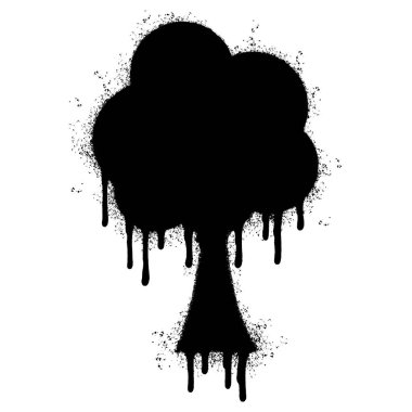 Sprey boyalı Graffiti ağacı simgesi. Beyaz arkaplan ile izole edilmiş..