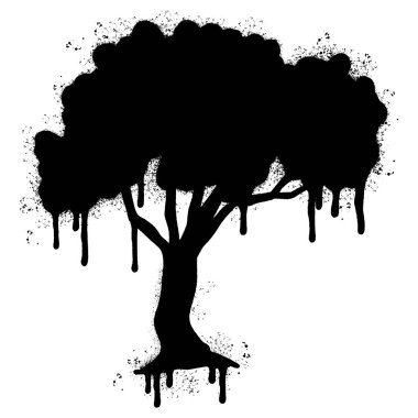 Sprey boyalı Graffiti ağacı simgesi. Beyaz arkaplan ile izole edilmiş..