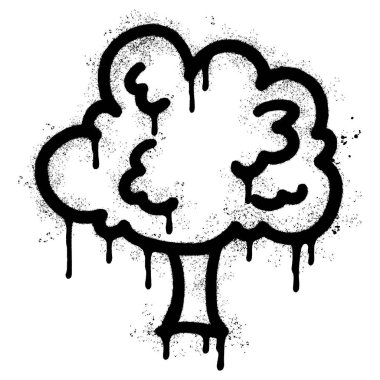 Sprey boyalı Graffiti ağacı simgesi. Beyaz arkaplan ile izole edilmiş..