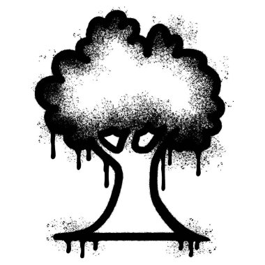 Sprey boyalı Graffiti ağacı simgesi. Beyaz arkaplan ile izole edilmiş..