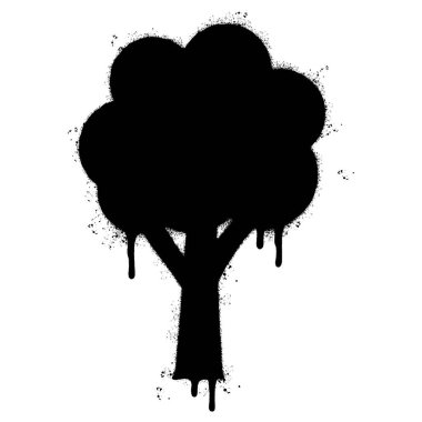 Sprey boyalı Graffiti ağacı simgesi. Beyaz arkaplan ile izole edilmiş..