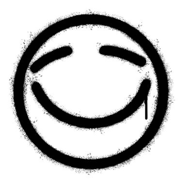 Beyaz arka planda izole edilmiş Sprey Boyalı Graffiti gülen yüz ifadesi. vektör illüstrasyonu.