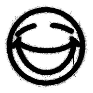 Beyaz arka planda izole edilmiş Sprey Boyalı Graffiti gülen yüz ifadesi. vektör illüstrasyonu.