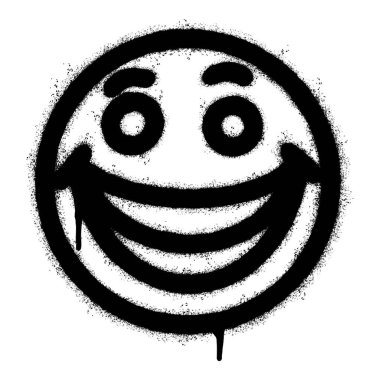 Beyaz arka planda izole edilmiş Sprey Boyalı Graffiti gülen yüz ifadesi. vektör illüstrasyonu.