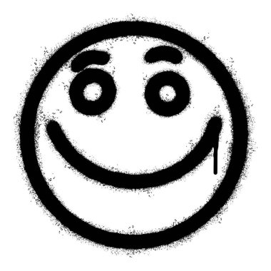 Beyaz arka planda izole edilmiş Sprey Boyalı Graffiti gülen yüz ifadesi. vektör illüstrasyonu.