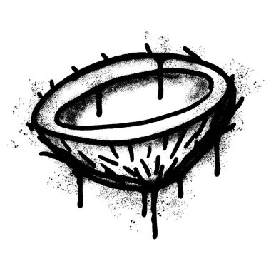 Sprey boyalı Hindistan cevizi simgesi. Beyaz arkaplan ile izole edilmiş..