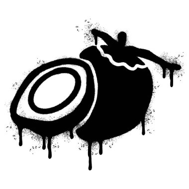 Sprey boyalı Hindistan cevizi simgesi. Beyaz arkaplan ile izole edilmiş..