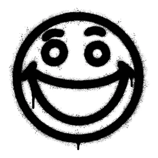 Beyaz arka planda izole edilmiş Sprey Boyalı Graffiti gülen yüz ifadesi. vektör illüstrasyonu.
