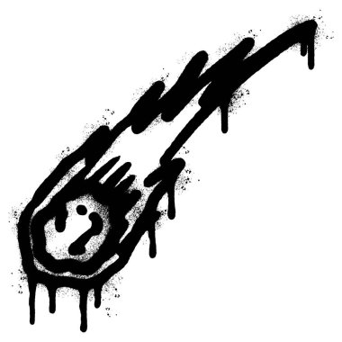Sprey boyalı graffiti meteor ikonu beyaz arka planda izole edildi. vektör illüstrasyonu.