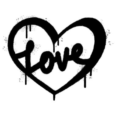 Sprey boyalı Graffiti aşk sözcüğü beyaz bir arkaplan ile izole edilmiş. Grafiti yazı tipi aşkla siyaha boyalı, beyaza değil. Vektör illüstrasyonu.