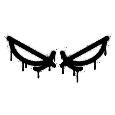 Sprey boyalı Grafiti kızgın göz simgesi, beyaz bir arka plan ile izole edilmiş. Vektör illüstrasyonu.