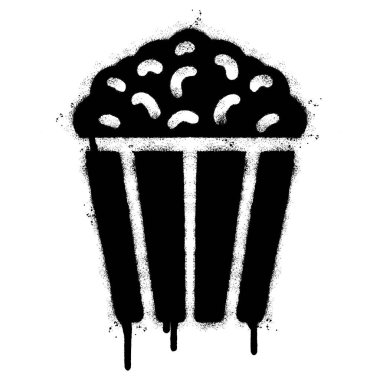 Sprey boyalı patlamış mısır ikonu beyaz arka planda izole edilmiş. Vektör illüstrasyonu.