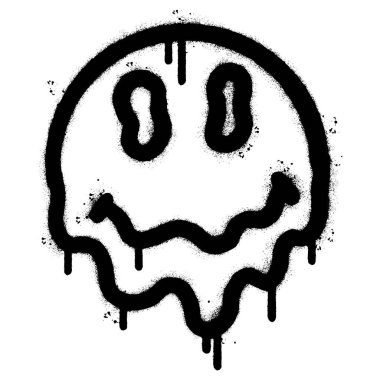 Sprey Boyalı Graffiti Eriyen emoji Simgesi Beyaz arkaplanda izole.