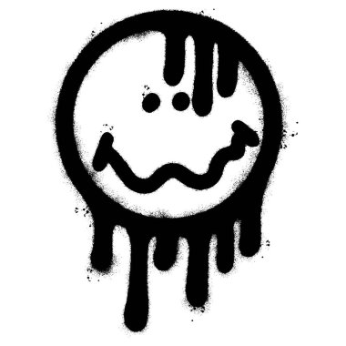 Sprey Boyalı Graffiti Eriyen emoji Simgesi Beyaz arkaplanda izole.