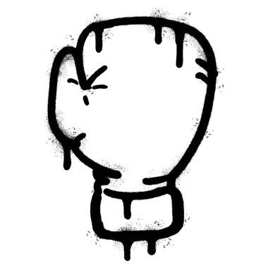 Sprey boyalı Grafiti boks eldiveni simgesi beyaz arkaplanda izole edildi.