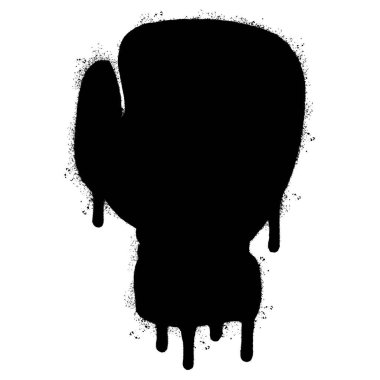 Sprey boyalı Grafiti boks eldiveni simgesi beyaz arkaplanda izole edildi.