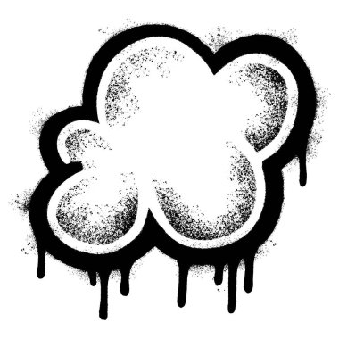 Sprey boyalı Graffiti bulut simgesi. Beyaz arkaplan ile izole edilmiş..