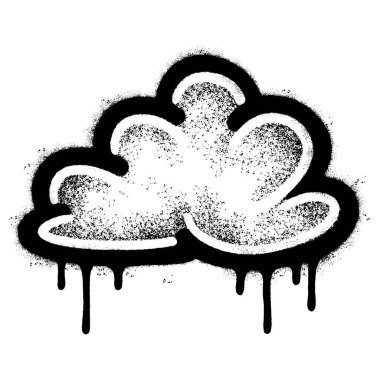 Sprey boyalı Graffiti bulut simgesi. Beyaz arkaplan ile izole edilmiş..