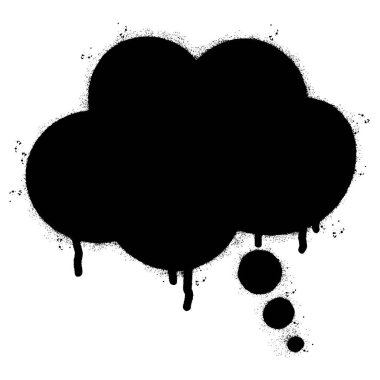 Sprey Boyalı Graffiti Düşünce baloncuğu simgesi Beyaz bir arkaplan ile izole.