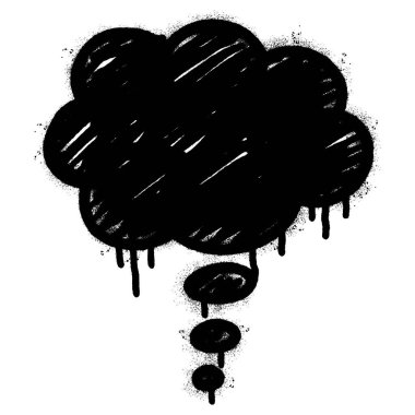 Sprey Boyalı Graffiti Düşünce baloncuğu simgesi Beyaz bir arkaplan ile izole.