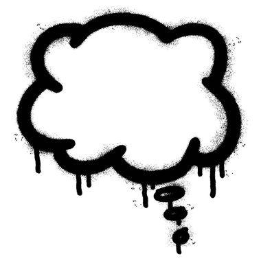 Sprey Boyalı Graffiti Düşünce baloncuğu simgesi Beyaz bir arkaplan ile izole.