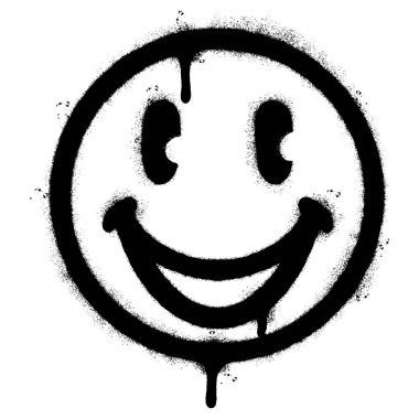 Beyaz arka planda izole edilmiş Sprey Boyalı Graffiti gülen yüz ifadesi. vektör illüstrasyonu.